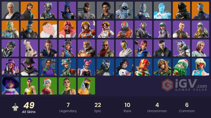49 SKINS + THE REAPER + HUNTMASTER SABER + ELITEA AGENT + TAKE THE L + TIDY + RAMBUNCTIOUS + SLIM SHADY + PJ + HOPE + NISHA + COZY COMMANDER