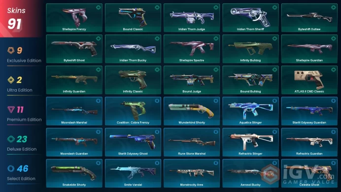 EU/TR 91 skins | Reaver Karambit | Byteshift Knife | Evori Dreamwings Vandal | Kuronami Marshal | Evori Dreamwings Odin Prelude to Chaos Vandal