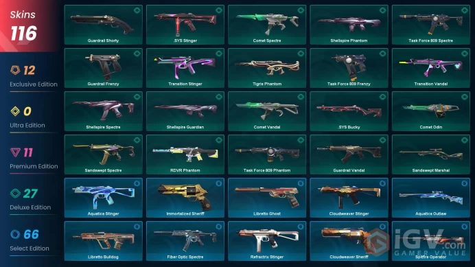 Eu | mail | 116 skins | Champions 2023 Vandal | 40000VP spent | Kuronami Sheriff  | Reaver | rgx | CYRAX | Primordium  | Champions 2025 Vandal