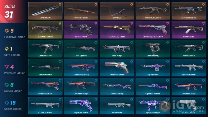 EU [ 31 TOP SKINS + 3 KNIFE ] EX.O Edge + Elderflame Vandal + Primordium Vandal + Kuronami Vandal + XEROFANG Ghost | full acces