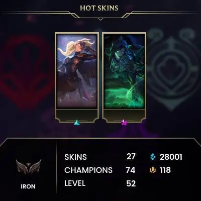 EUW / IRON 2 START!/ 74 Champ / 27 Good Skins(2 Mythic) / SOULSTEALER VAYNE / 28K BE / /S2 ACC / HANDMADE / FULL ACCES / LIFETIME WARRANTY/CHEAP