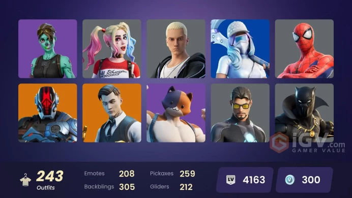 [PSN/XBOX/PC] 243 Skins | Neo Versa | Spider-Man | Gold Midas | Gold Meowscles | Peter Griffin | Midas | Fixer | Sultura | Reckoning | 300 VB