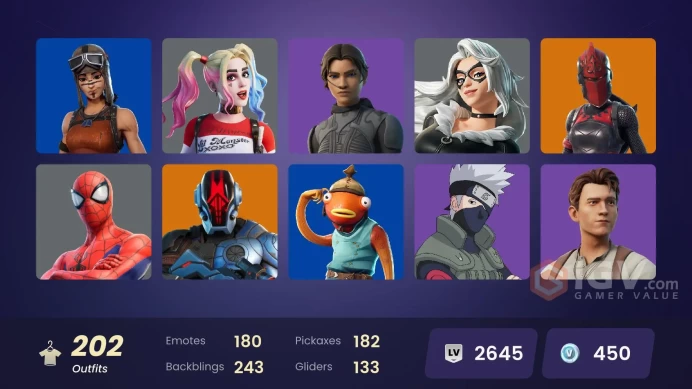 [XBOX/PC] 202 Skins | Spider-Man | Fishstick | Showboat | Shadow Vox | Slammin' Bass | Boxer | Sparkle Diva | The Foundation | Gumbo | 450 VB