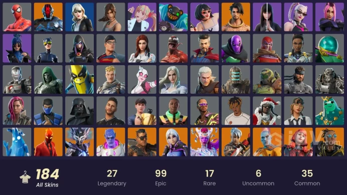 [PSN/XBOX/PC] 184 Skins | Spider-Man | Peter Griffin | Shooting Starstaff | Nolan Chance | Arctic Adeline | Piper Pace | Lt. John Llama | 450 VB