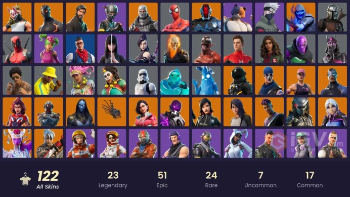 122 SKINS + THE REAPER + NARUTO UZUMAKI + STW OLD + HAVOC + TAKE THE L + ELITE AGENT + NAOMI OSAKA + KAKASHI HATAKE + OMEGA + DRIFT
