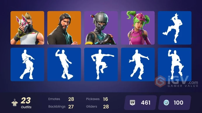 23 SKINS + THE REAPER + ELITE AGENT + TAKE THE L + BUS BANNER + MECHA MORTY + SNORKEL OPS + BRITE BOMBER + NOG OPS + DARK VOYAGER + DRIFT