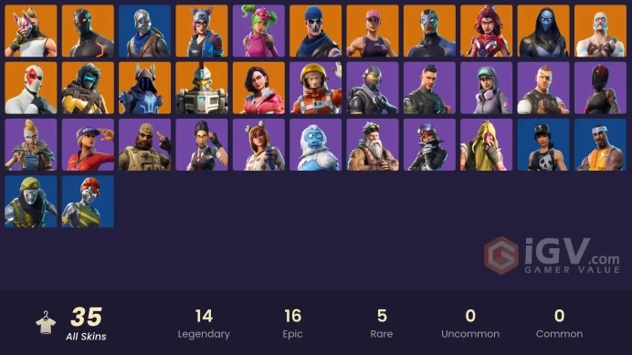 35 SKINS + BLUE SQUIRE + STW OLD + ROGUE AGENT + CHROMIUM + OMEGA + DRIFT + OMEN + RAGNAROK + WILD CARD + THE ICE KING
