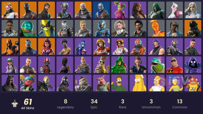 61 skins | The Reaper | Blue Squire | Royale Knight | Elite Agent | Rogue Agent | Sub Commander | Havoc | Omega | Drift | Vertex | Dark Voyager