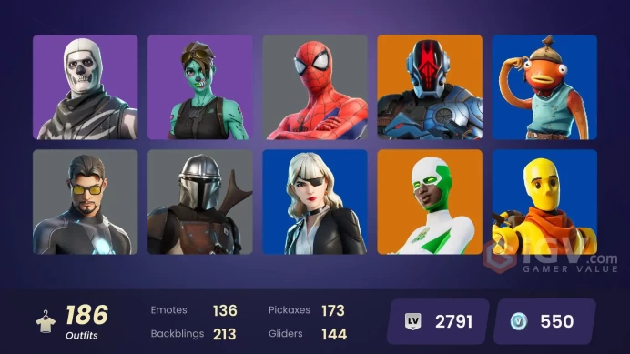 181 skins | Modena Icon | Recon Champion | Twyn | Torin | Joey | Optimus Prime | Menace | Peter Griffin | Spectra Knight | The Ageless | 450 VB