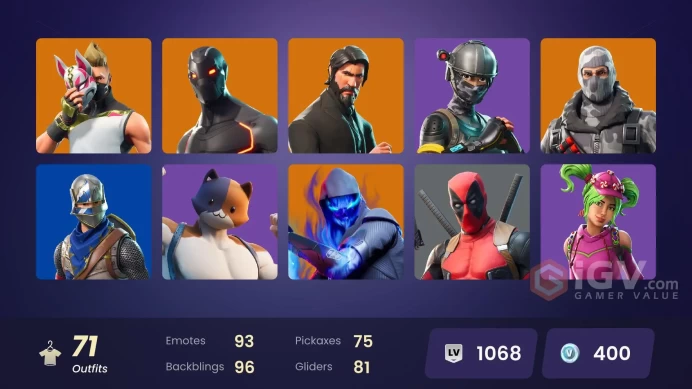 71 skins | OG STW | The Reaper | Blue Squire | Royale Knight | Elite Agent | Take The L | Sub Commander | Havoc | Rogue Agent | Fusion | Drift
