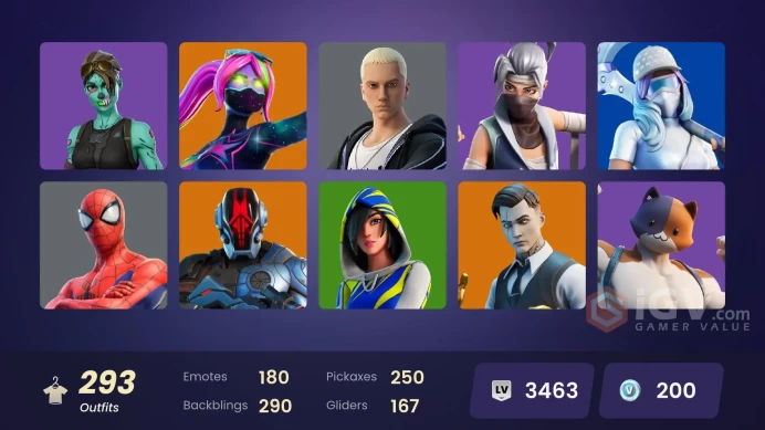 293 skins | OG STW | Astro Jack | Gold Midas | Gold Brutus | Gold Meowscles | Gold TNTina | The Champion | Fashion Banshee | Dummy Supreme | Fix