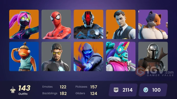 143 skins | Merry Mint Axe | Gold Midas | Point Patroller | Menace | Gear Specialist Maya | Raz | Renzo the Destroyer | Spire Assassin | Torin