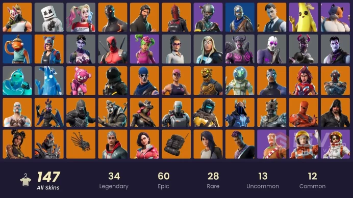 PC/PSN 147 Skins / Merry Mint Axe, Floss . Blue Squire, Royale Knight, The Reapermssh1499