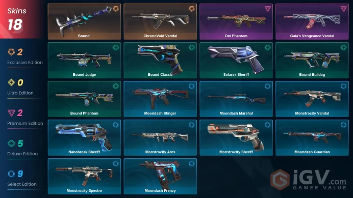  EU  1 KNIFE  18 SKINS  Bound   ChronoVoid Vandal  Oni Phantom  GOLD 3  114 LEVEL  DhCTh 