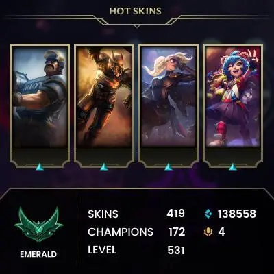 [EUW]| 419SKINS | 3 ULTIMATE | 2 MYTHIC | 35 LEGENDARY| | 165 EPLC|171 CHAMPIONS |