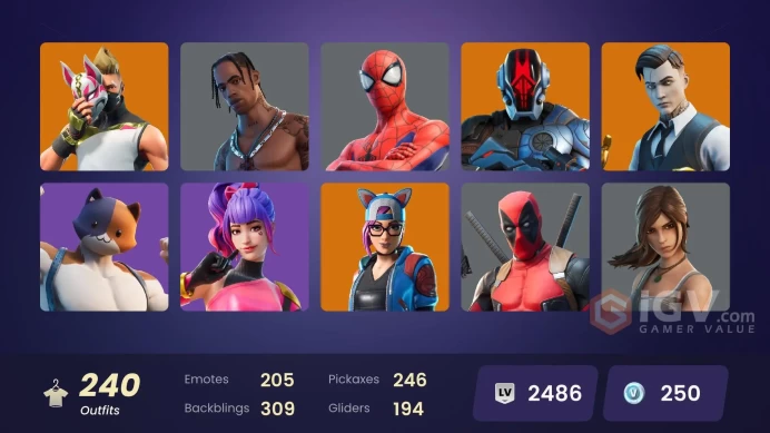 PC/PSN/Xbox/Nintendo 240 skins | OG STW | Travis Scott | Astro Jack | Master Chief (Matte Black) | Gold Brutus | Gold Midas | Gold Meowscles 