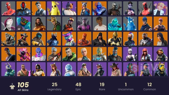 [PC/XBOX/NINTENDO]    105 skins | OG STW | Leviathan Axe | Jules | Peely | Deadpool | Star Wand | Mandalorian | Catalyst | Gold Midas |   mx110