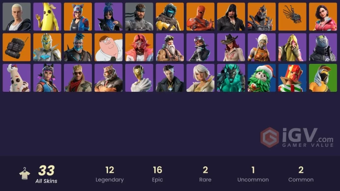[PC/PSN]    33 skins | Peely | Catalyst | Blackheart | Spectra Knight | Rox | Lynx | Sentinel | Peter Griffin | Zenith | Hybrid   mx164