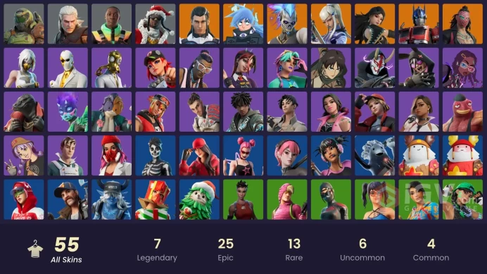 PC,PSN,XBOX 55 SKINS FA - DOUBLEAGENTS - GERALT - EREN - SANTA DOGG - SURF WITCH - SKULL RANGER - MINA PARK RK221
