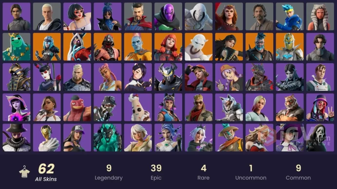 PC,PSN,XBOX 54 SKINS FA - CHANI - PAUL ATREIDES,VALKYRIE,OPRESSOR,SCARLET WITCH,GRAVEN,ALAN WAKE,MOON KNIGHT,NIJA RK196