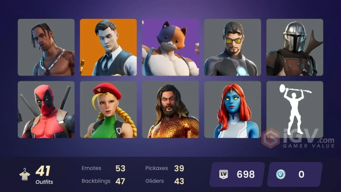 PC,PSN,XBOX 41 SKINS FA - TRAVIS SCOTT - MANDALORIAN - CAMMY - RAVENPOOL - MASTER CHIEF - WOLVERINE - DOOM - CUDDLEPOOL RK231