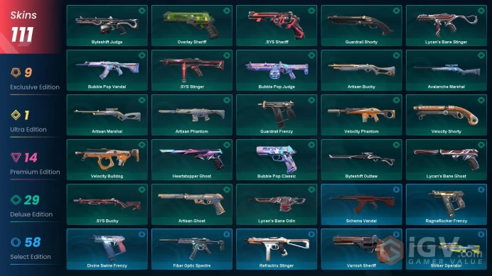 [EU/TR] %50 CHEAP VP! -  111 Skin - 5x Premium Vandal- 4X Phantom - Xerofang Knife - RGX 11Z Pro Firefly - AND MORE-RANKED READY -SAFE - INSTANT