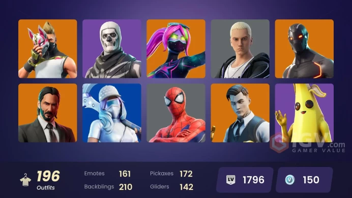 [PC/PSN] 196 skins | Gold Midas | Snake Eyes | Rogue Agent | John Wick | Omegarok | The Ice King | Drift |Y209