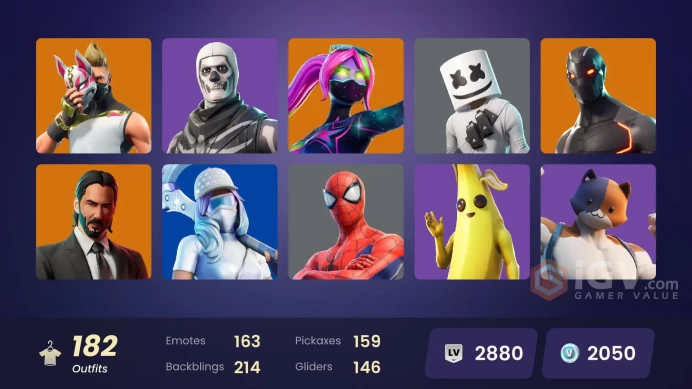 PC,PSN,XBOX 182 SKINS FA - BREAKPOINT - BTL - JOHN WICK,GALAXIA,SPIDER-GWEN,DARK BOMBER,SPIDER-MAN,TARO,BRAINIAC,MARSHMELLO,TARO RK495