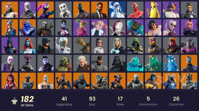 PC,PSN,XBOX 182 SKINS FA - BREAKPOINT - BTL - JOHN WICK,GALAXIA,SPIDER-GWEN,DARK BOMBER,SPIDER-MAN,TARO,BRAINIAC,MARSHMELLO,TARO RK495