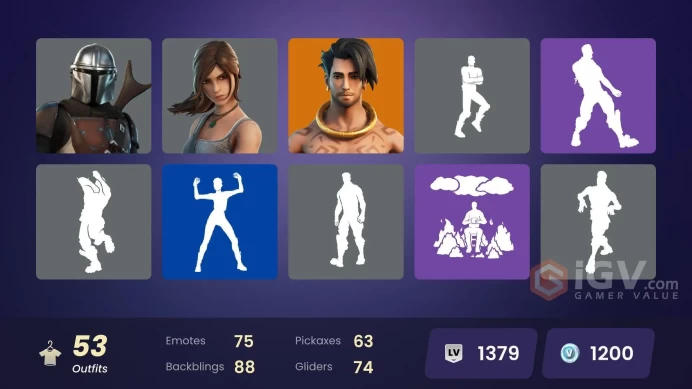 PC,PSN,XBOX 53 SKINS FA - MANDALORIAN,RAGSY,LARA CROFT,CAPER,RUBY,MYSTERIOUS FATE,COZY CHOMPS,CLUCK RK496