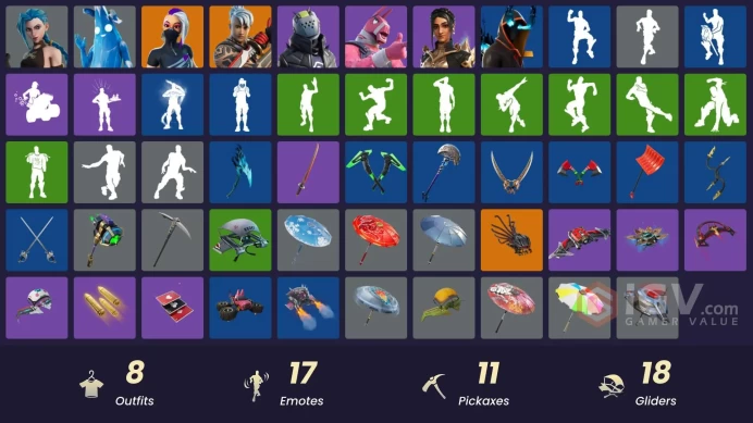 PC,PSN,XBOX 8 SKINS FA - ARCANE JINX - RONIN - ABSENZ RK500