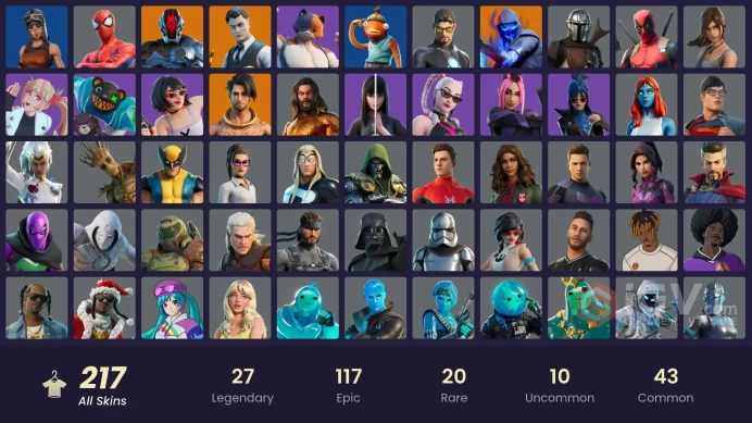 PC,PSN,XBOX 206 SKINS FA - MANDALORIAN,FUSION,MOON KNIGHT,MJ,WOLVERINE,KOR,RICK,SPIDER MAN,SNOOP DOGG,CLINT BARTON,LARA CROFT RK502