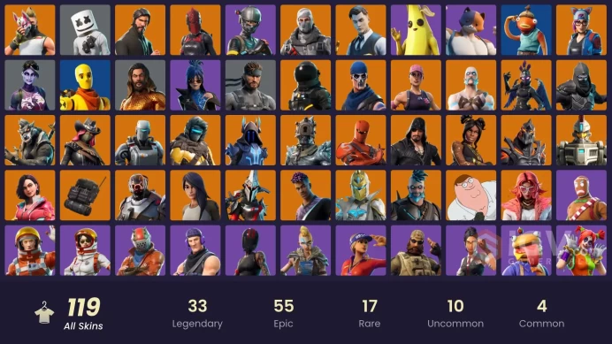 PC,PSN,XBOX 119 SKINS FA - STW - REAPER - DARK BOMBER - PEEKABOO - CLOAKED SHADOW - YELLOWJACKET - IRIS - AURA - TAKE THE L RK482