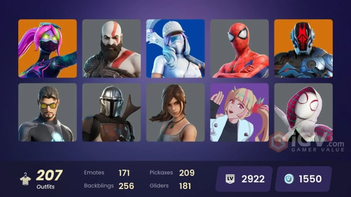 PC/PSN/XBOX | 207 skins | EMAIL CHANGEABLE | Gold Kratos | Cloud Striker | Sultura | Subzero Cryptic | Vivi Chroma | Lina Scorch | Menace