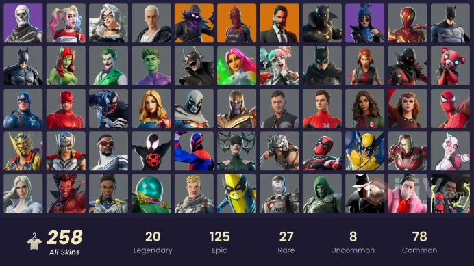 PC/PSN/XBOX | 258 skins | EMAIL CHANGEABLE | Lina Scorch | Subzero Cryptic | Spectra Knight | Midas Rex | Ravage | Renzo the Destroyer