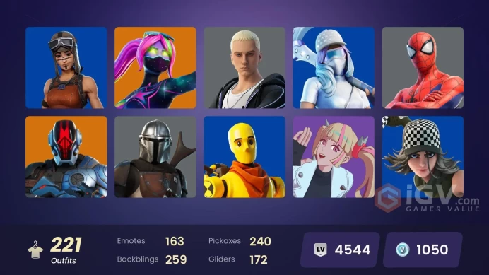 PC/PSN/XBOX | 221 skins | EMAIL CHANGEABLE | Renegade Raider | Sultura | Dummy Supreme | Major Glory | Vivi Chroma | Valeria | Mizuki | 1050 VB