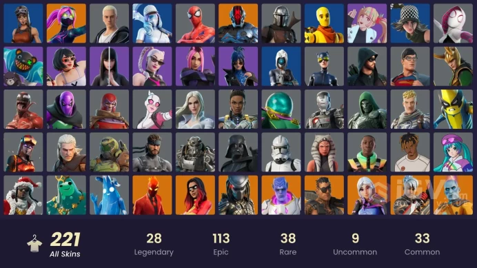 PC/PSN/XBOX | 221 skins | EMAIL CHANGEABLE | Renegade Raider | Sultura | Dummy Supreme | Major Glory | Vivi Chroma | Valeria | Mizuki | 1050 VB