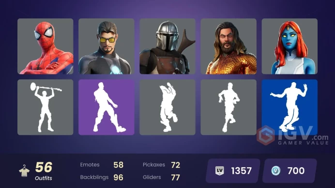  [ALL PLATFORMS]-56 SKIN-76 PICK AXE-58 EMOTE-77 GLIDER-FULL ACCESS/LIFE TIME WARRANTY