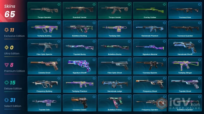 EU | 65 Skins | Xenohunter Knife | Prelude To Chaos Vandal | EX.O Vandal | Kuronami Vandal | Araxys Phantom | Valiant Hero Ghost | Araxys Sherif