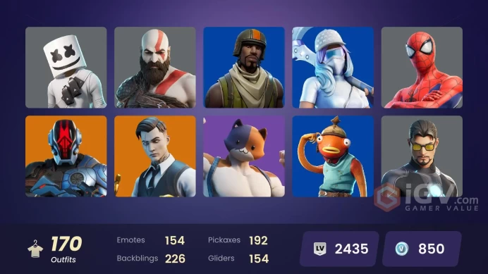 PC/PSN/Xbox/Nintendo 168 skins | Leviathan Axe | Aerial Assault Trooper | Kratos | Gold Midas | Kado Thorne | Spectra Knight | The Ageless |