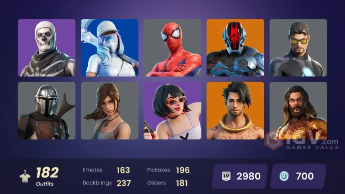 PC/PSN/XBOX | 182 skins | EMAIL CHANGEABLE | Subzero Cryptic | Vivi Chroma | Lina Scorch | Malik | Spire Assassin | Peter Griffin | Valeria
