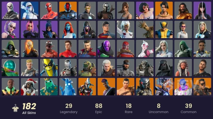 PC/PSN/XBOX | 182 skins | EMAIL CHANGEABLE | Subzero Cryptic | Vivi Chroma | Lina Scorch | Malik | Spire Assassin | Peter Griffin | Valeria
