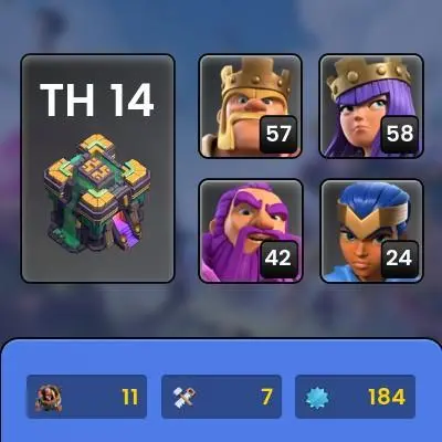 Th_14(XP 184)(HERO:57/58/50/42/24)(C.N 500 GEM)(FULL ABILITY)(LIFTIME WARANTY)
