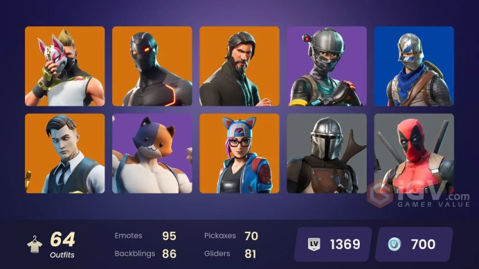 PC/PSN/XBOX  64 skins | The Reaper | Blue Squire | Royale Knight | Take The L | Elite Agent | Omega | MandalorianMam534