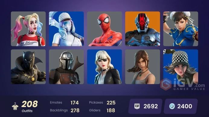  [ALL PLATFORMS]-207 Skin-246 Pickaxes-Leviathan Axe-Chun-Li-Thanos-Lara Croft-FULL ACCESS-