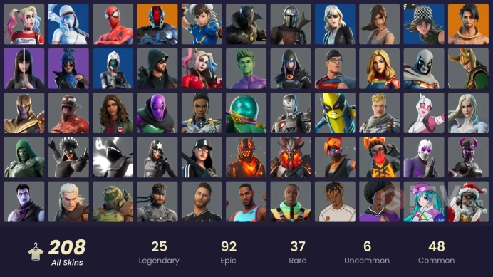  [ALL PLATFORMS]-207 Skin-246 Pickaxes-Leviathan Axe-Chun-Li-Thanos-Lara Croft-FULL ACCESS-