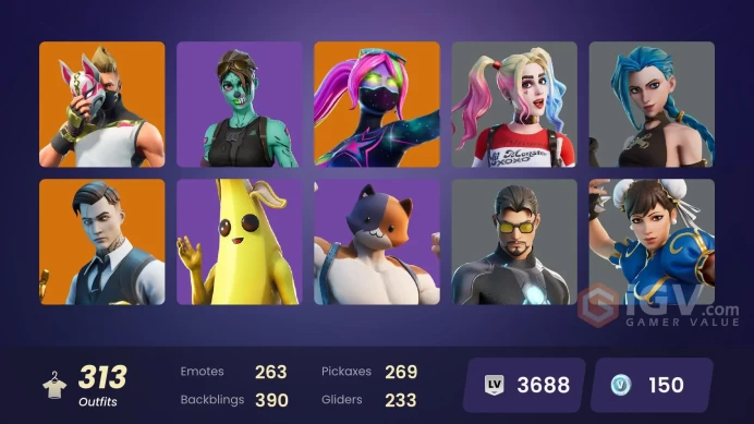 [ALL PLATFORMS]-304 Skin-Modena Icon-Take The L-Ghoul Trooper-Lara Croft-Harley Quinn-Demogorgon-FULL ACCESS-