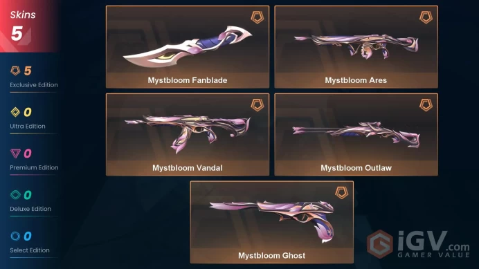 NA/USA | 60% Cheaper Official Price | +1,875 VP [Mystbloom Full Bundle Vandal + Knife + Ghost + Outlaw + Ares] Full Access + Change Mail