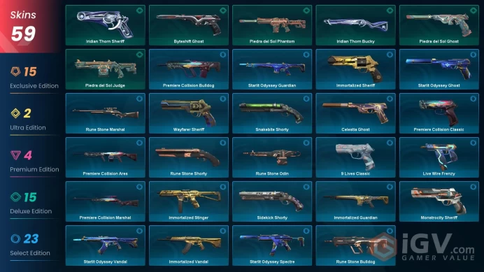 Na-Usa-Can | Xenohunter Knife | Champions 2023 Vandal | Prime Phantom | Prelude to Chaos Operator | 305 Radianite Points | 59 Skins | Level 318