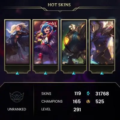 EUW LAST RANK P1- 119SKIN-ALMOST FULL CHAMP-S5 ACC-PERFECT AND CHEAP
